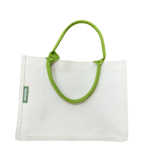 Genifree Canvas Carry-all Tote Bag, Off-White, Large Capacity, Durable Cotton for Shopping, Work, Travel